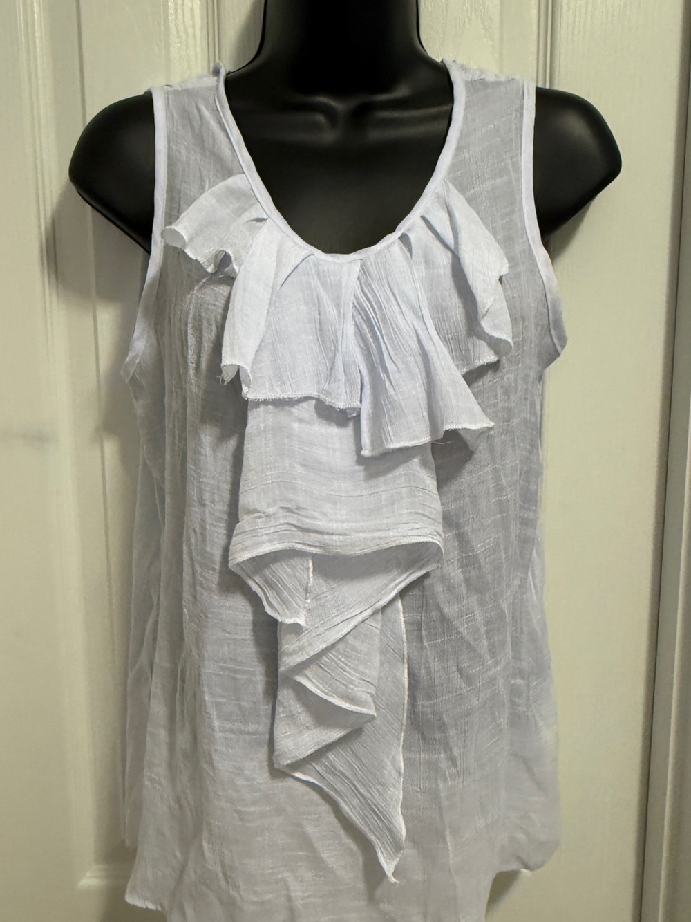 Dressbarn Lightweight Ruffle Front Sleeveless Top